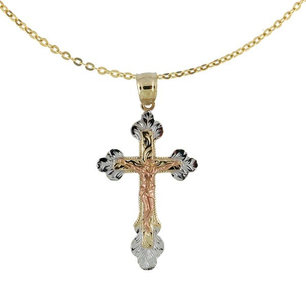 chain Cross pendant And Necklace Pendant 14k Jesus for Chain cross Mariner  Tricolor Link