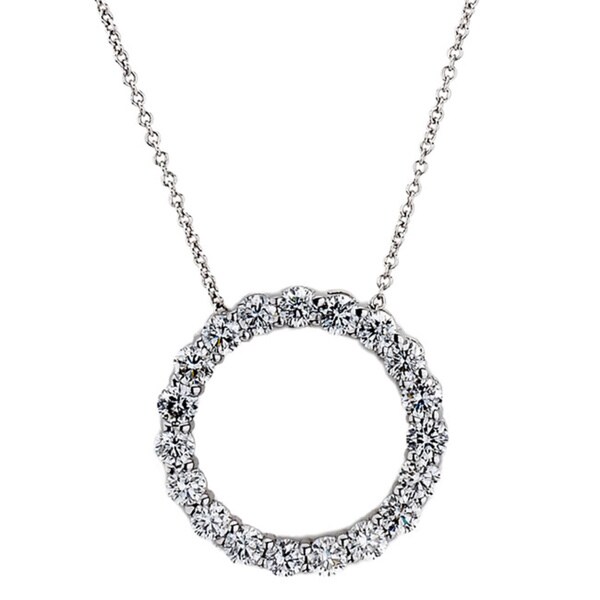 ... DFAC 14k White Gold 1 12ct TDW Circle Diamond Necklace (G-H; SI1-SI