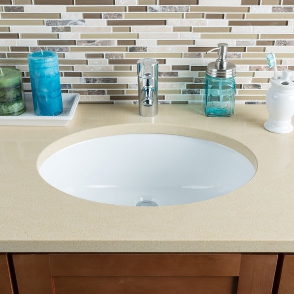 Hahn Ceramic Large Oval Bowl Undermount White Bathroom Sink