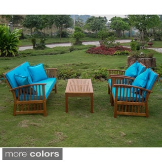 International Caravan Royal Tahiti 'Phuket' Settee Set with Cushions and Four 18-inch Throw Pillows