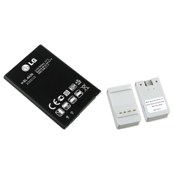 Insten Battery Wall Desktop Charger with USB Output/ LG Rechargeable Standard OEM Battery BL-44JN for LG Enlighten VS700