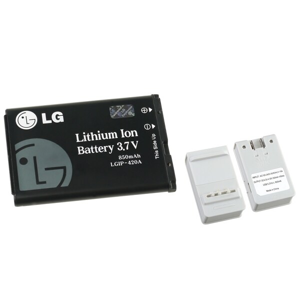 Insten Battery Wall Desktop Charger with USB Output/ LG Rechargeable Standard OEM Battery LGIP-420A for LG UX380/ AX380 Wave
