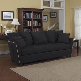 Buy Online Portfolio Lucie Black Microfiber Flared Arm Sofa