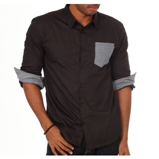 00Nothing Men's Contrast Pocket Slim Fit Solid Shirt-Image