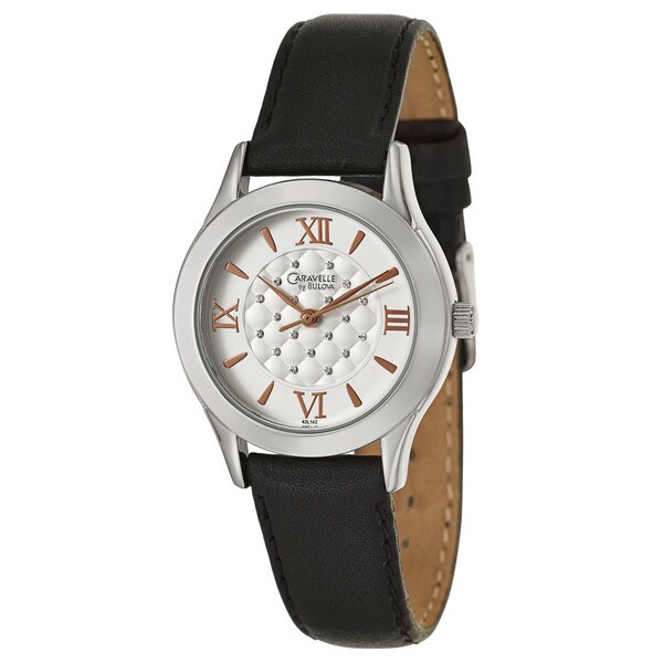 Caravelle by Bulova Women's 43L142 'Crystal' Black Leather Japanese