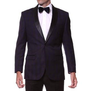 Zonettie Men's Slim Fit Purple/ Black Shawl Collar Tuxedo Blazer-Image