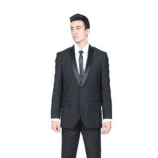 Zonettie by Ferrecci Men's Slim Fit Black Shawl Collar Tuxedo Suit-Image