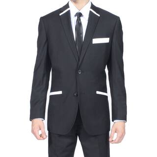 Ferrecci Men's Slim Fit Black and White 2-button Blazer-Image