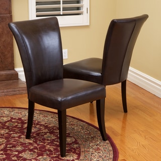 Low Price Christopher Knight Home Jordan Brown Leather Dining Chairs (Set of 2)