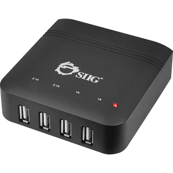 SIIG 6.2A USB Power Adapter - 4-Port (Black)