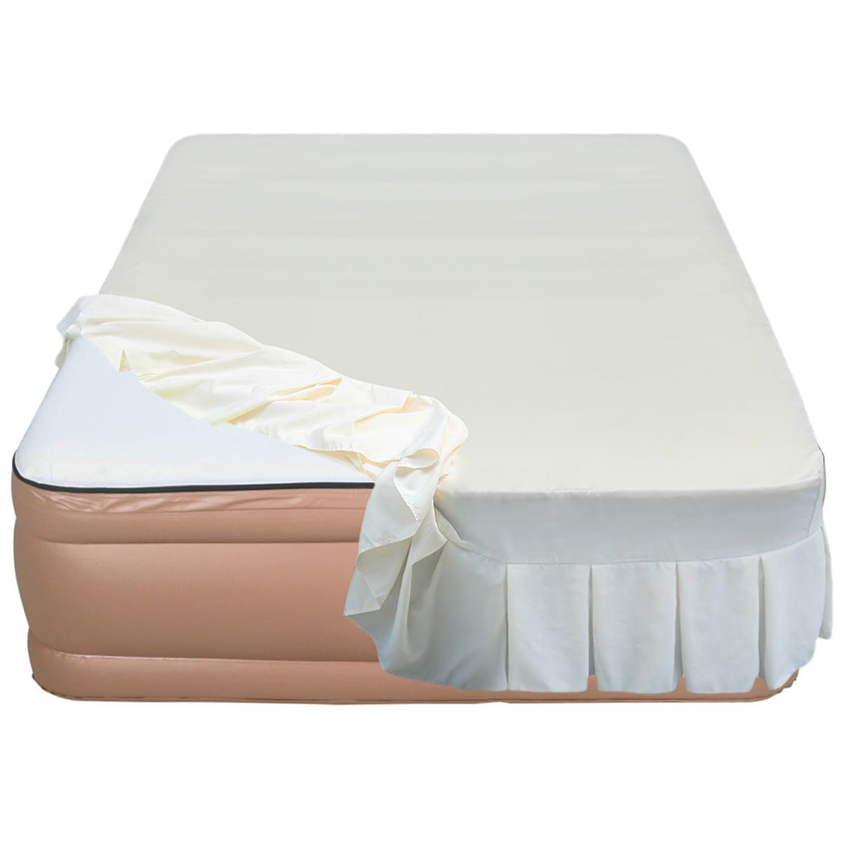 Airtek Raised 22 inch Queen size Memory Foam Airbed With Skirted Sheet Cover