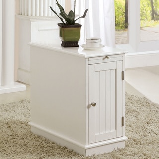 (^_-) Furniture of America Lurell Storage White Accent Cabinet with Beverage Tray