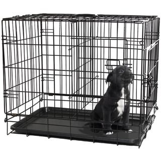 Oxgord Double Door Black Metal Pet Crate