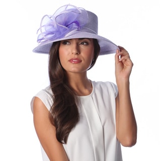 Swan Hat Women's Metallic Lavender Crinalin Bow Dressy Hat-Image