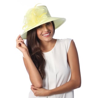 Swan Hat Women's Yellow Crinalin Bow Dressy Hat-Image