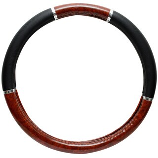 Oxgord Dark Wood Grain Rubber Steering Wheel Cover-Image