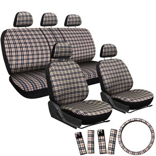 Oxgord Exquisite Plaid Checkered 17-piece Seat Covers Set-Image