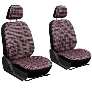 Oxgord Exquisite Plaid Checkered Bucket Seat Cover 2-piece Set-Image