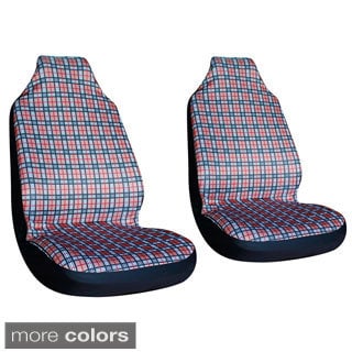 Oxgord Plaid Checkered High-back Front Chair Seat Covers (Set of 2)-Image