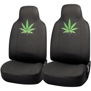 Oxgord Green Leaf High-back Front Chair Seat Covers (Set of 2)-Image