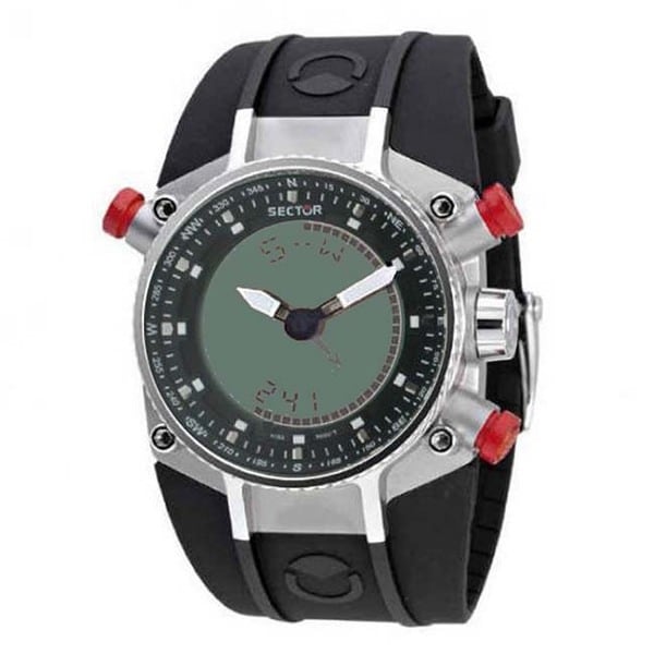 Sector Men's Black Polyurethane Analog Digital Watch