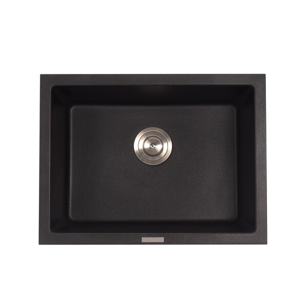 Kraus 24 2/5 inch Dual Mount Single Bowl Black Onyx Granite Kitchen