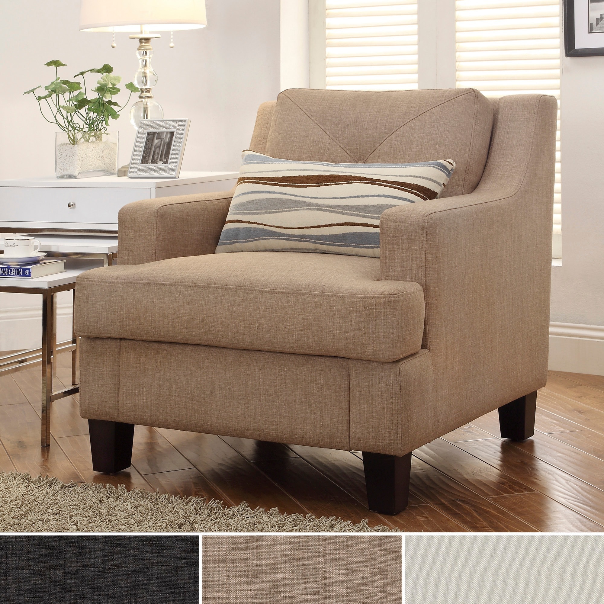 INSPIRE Q Elston Linen Sloped Track Arm Chair Overstock Shopping