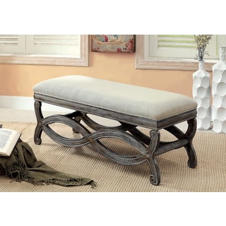 (>_<)  Furniture of America 'Quazi' Gray Solid Wood Reclaimed Bench