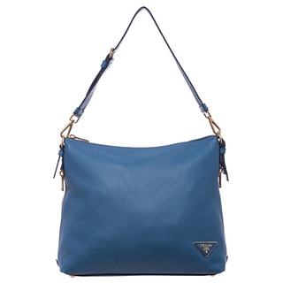 Prada 'Daino' Cobalt Blue Leather Side-zip Hobo Bag Prada 'Daino' Cobalt Blue Leather Side-zip Hobo Bag