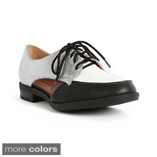 DBDK Elvina 1 Womens Tribal Oxfords Lace Ups Flat Shoes Grey