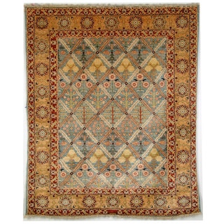 (^.^)/  Safavieh Hand-knotted Peshawar Vegetable Dye Light Blue/ Gold Wool Rug (6' x 9')