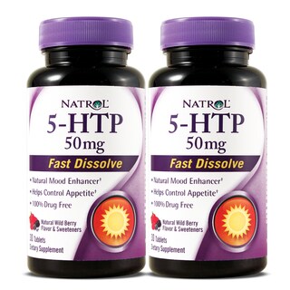 Natrol 5-HTP 50mg Fast Dissolve 30-Count Supplements (Pack of 2)-Image