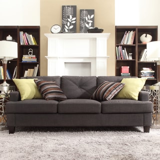 Great Prices INSPIRE Q Elston Dark Grey Linen Tufted Sloped Track Sofa