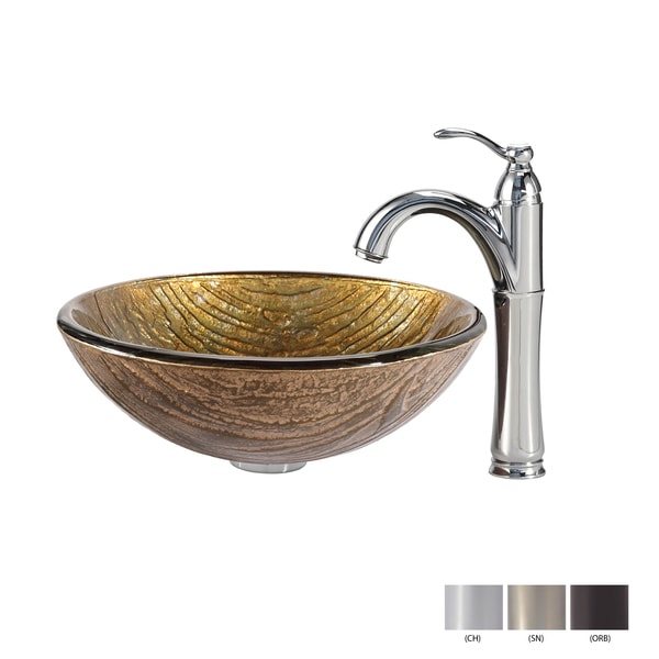 Kraus Terra Glass Vessel Sink and Riviera Faucet - 16087396 ...