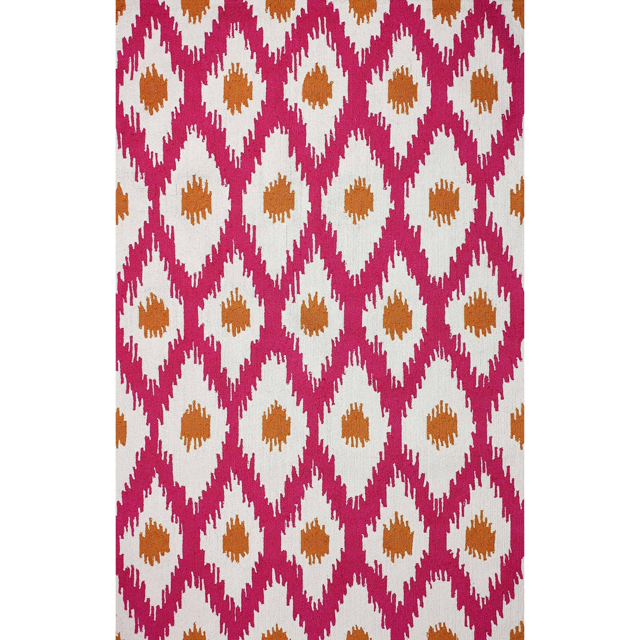 Nuloom Hand hooked Modern Ikat Trellis Pink Rug (5 X 8)