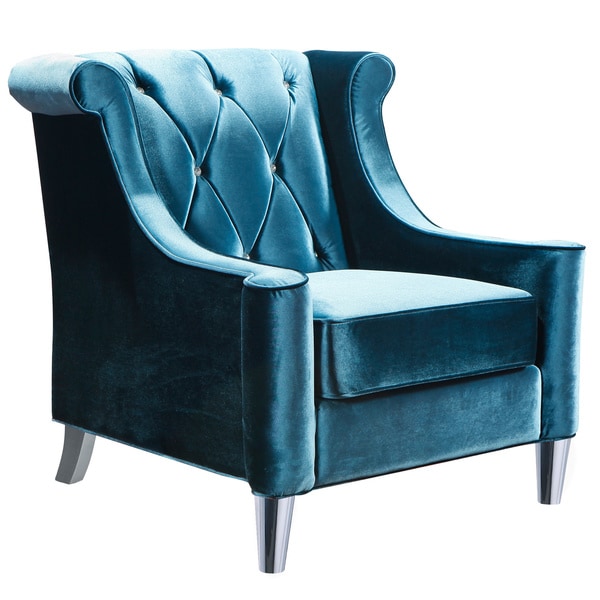 Abbyson Living Claridge Steel Blue Velvet Fabric Tufted Armchair