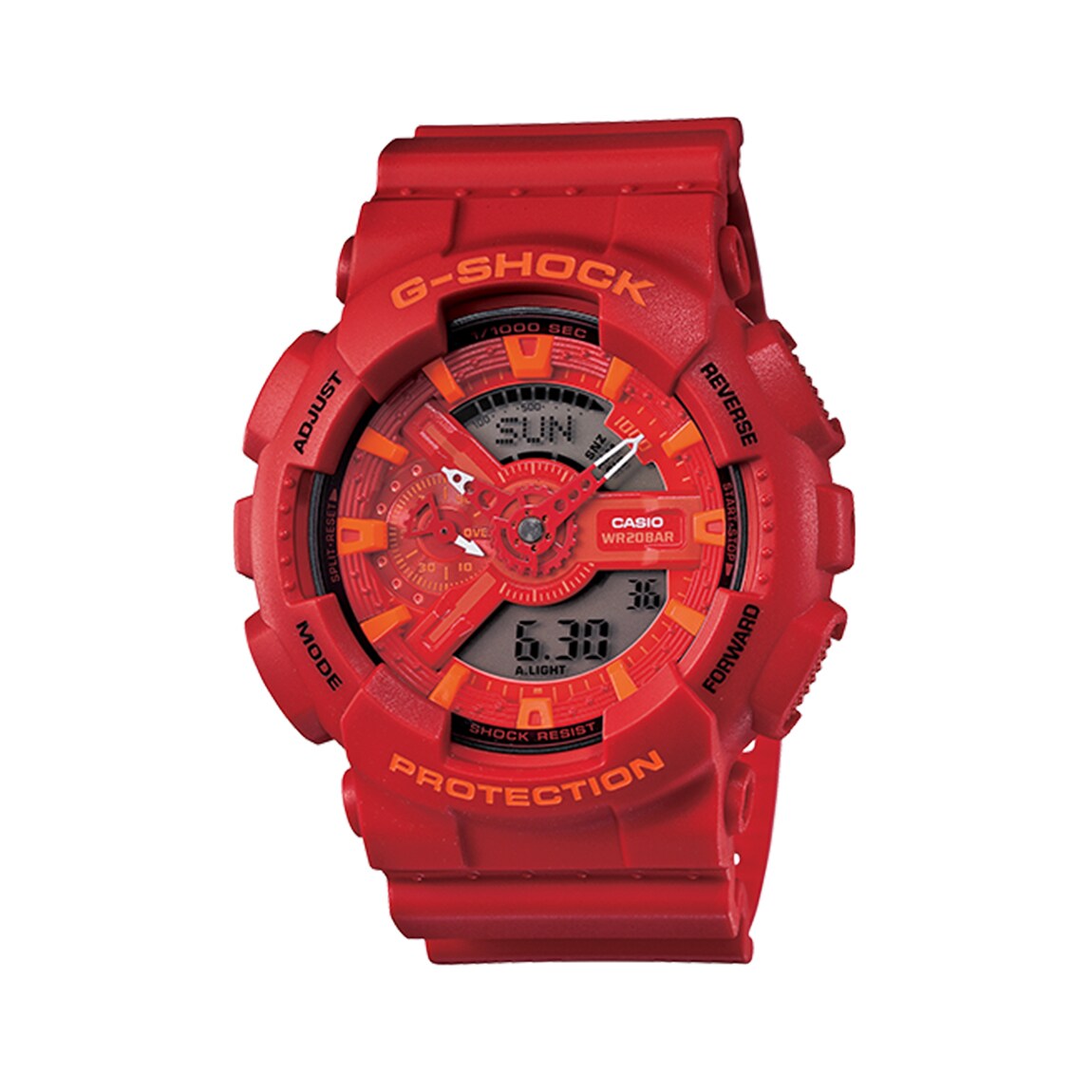 casio red digital watch
