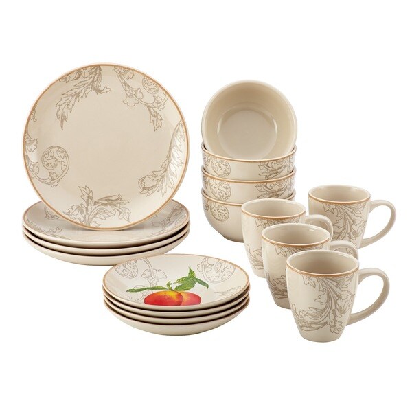 BonJour Dinnerware Orchard Harvest Stoneware 16-piece Print Set