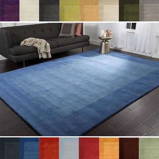 Great Prices Hand Loomed Odessa Solid Bordered Tone-On-Tone Wool Area Rug-(9'9 Square)