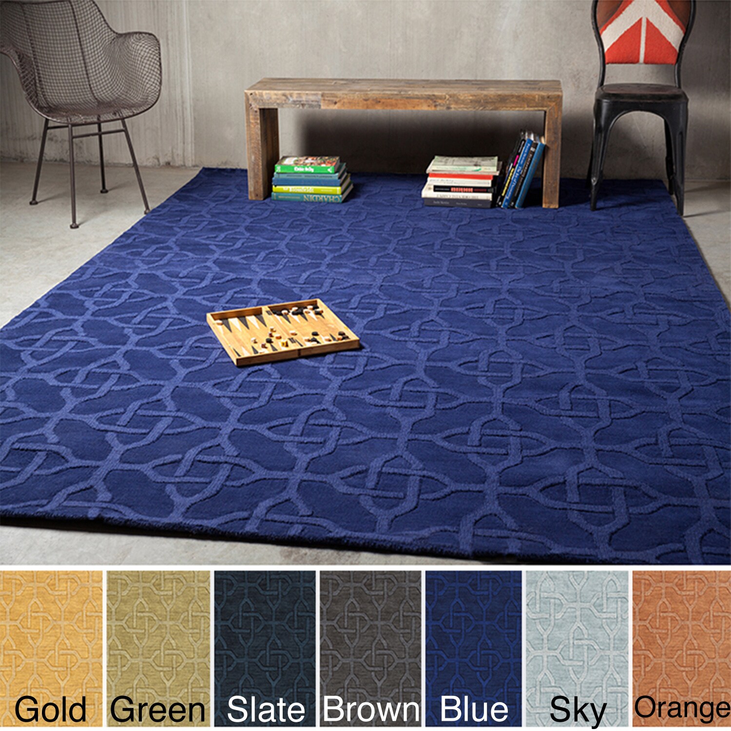 Hand Loomed Fraser Casual Solid ToneOnTone Geometric Wool Area Rug (5