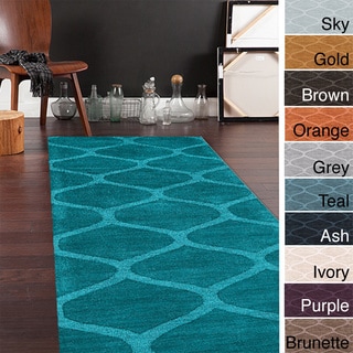 ( ._.) Hand Loomed Brea Casual Solid Tone-On-Tone Moroccan Trellis Wool Area Rugs (2'6 x 8')