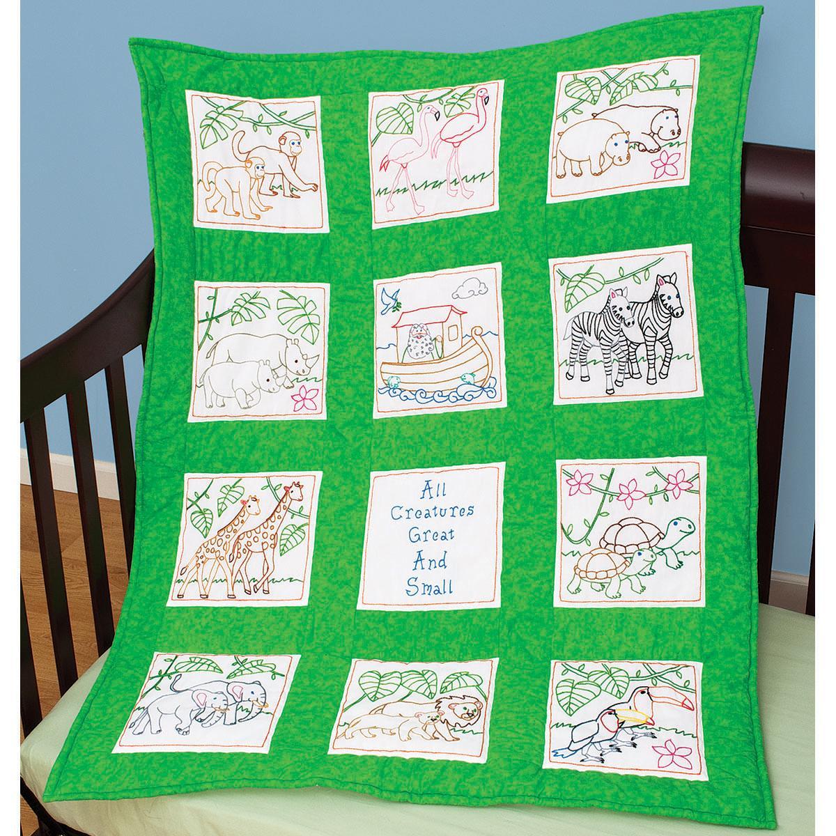 Stamped white nursery quilt blocks 9 x9 12pkg  noahs ark  overstock Stamped white nursery quilt blocks 9 x9 12pkg  noahs ark  overstock