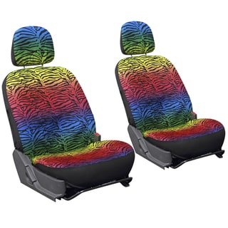 Oxgord Zebra Tiger Rainbow 6-piece Low Back Bucket Seat Covers-Image