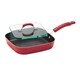 Rachael Ray Hard Enamel Nonstick 11-inch Red Gradient Square Deep Griddle and Glass Press