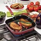 Rachael Ray Hard Enamel Nonstick 11-inch Red Gradient Square Deep Griddle and Glass Press