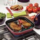 Rachael Ray Hard Enamel Nonstick 11-inch Red Gradient Square Deep Griddle and Glass Press