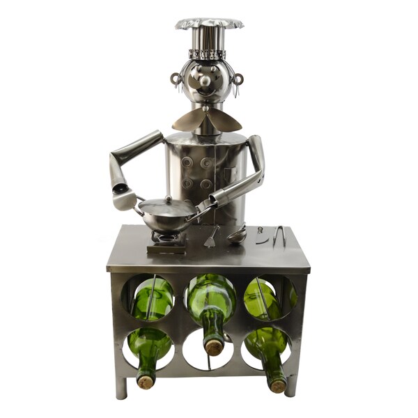 WineBodies Chef in Kitchen Metal Wine Bottle Holder