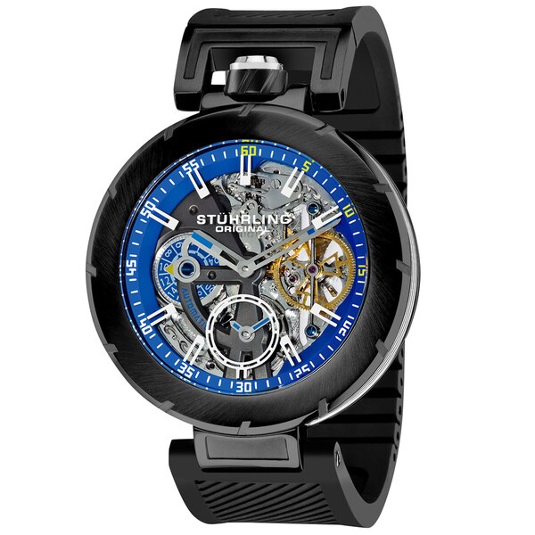 Stuhrling Original Men's Emperor VT 2 Automatic Skeleton Rubber Strap Watch