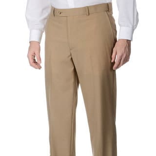 Henry Grethel Men's Camel Self-adjusting Expander Waist Flat-front Pant-Image