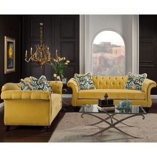 Best Shopping Furniture of America Agatha 2-piece Tufted Sofa and Loveseat Set